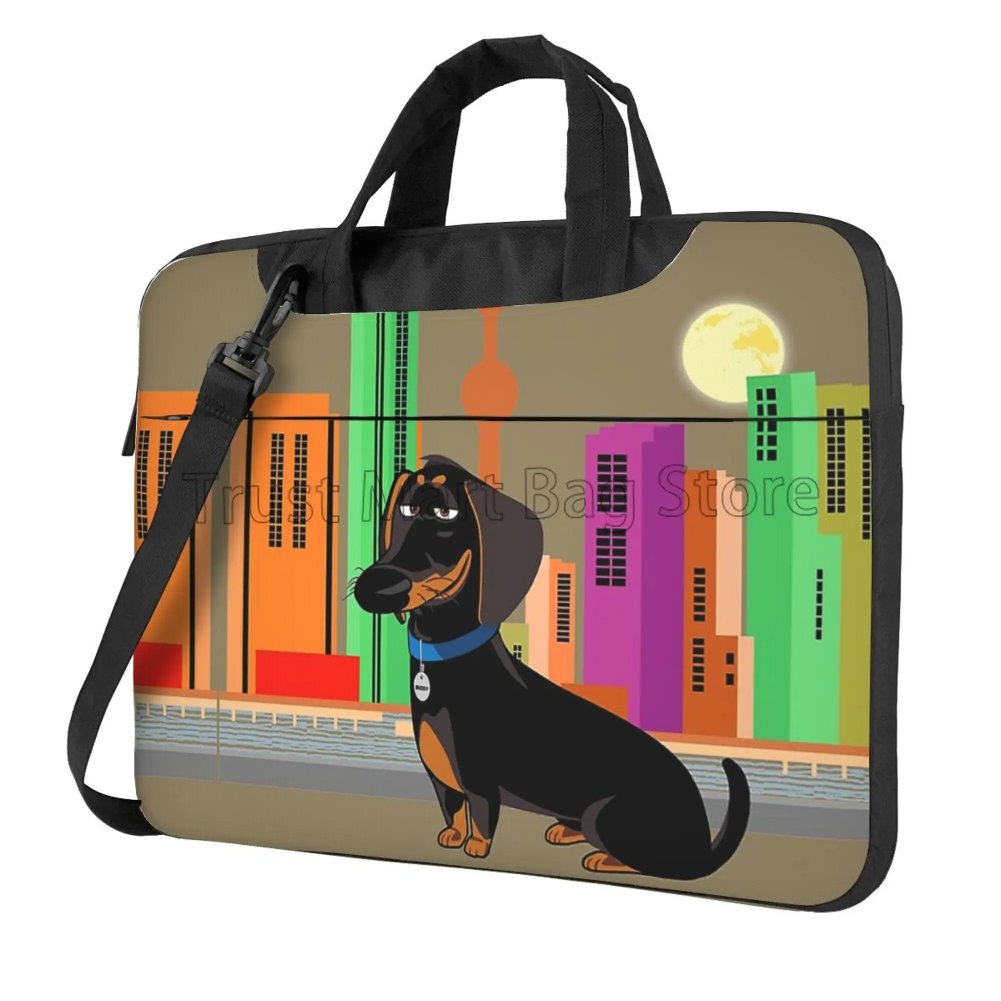 Laptop Backpack 15.6 - Dachshundプリントラップトップキャリングバッグ、かわいいノートブックケース、超軽量フックバッグ、ショルダーストラップハンドル付きタブレットカバー、13インチ、14インチ、15.6インチ