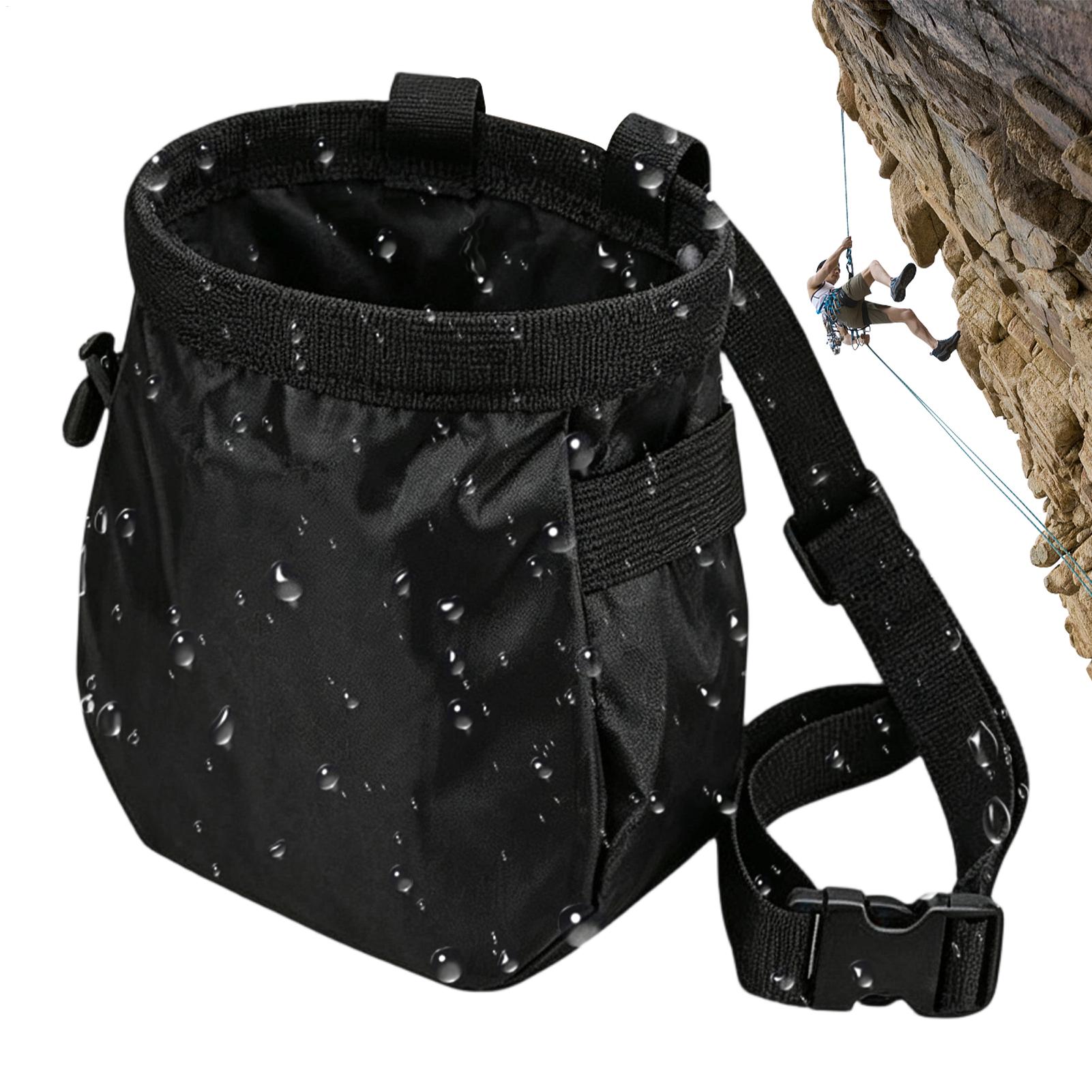Drawstring Gym Bag - ロッククライミングチョークバッグ 防水巾着ポーチ ポケット＆調節可能なベルト付き ボルダリングジムチョーク収納バッグ