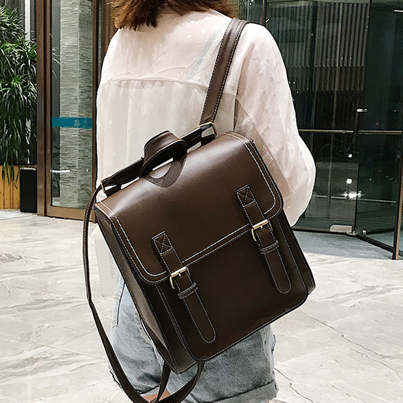 Leather Backpack Vintage - 女性のための合成皮革のビンテージスタイルのバックパック,女の子のためのファッショナブルなランドセル,ショルダーストラップ付きの高品質