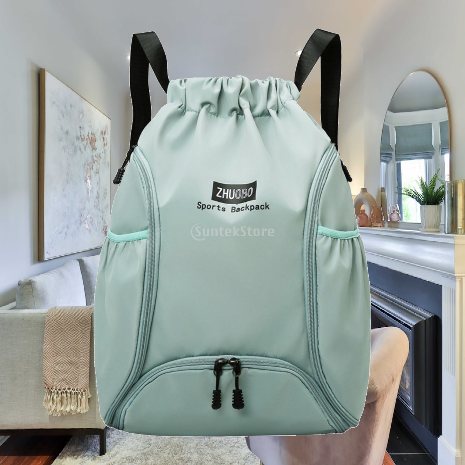 Drawstring Gym Bag - 巾着式バスケットボールバックパックバッグ、調節可能なショルダーストラップ付き、ポータブルジムバッグ、サッカー、旅行、バスケットボール、バレーボール用