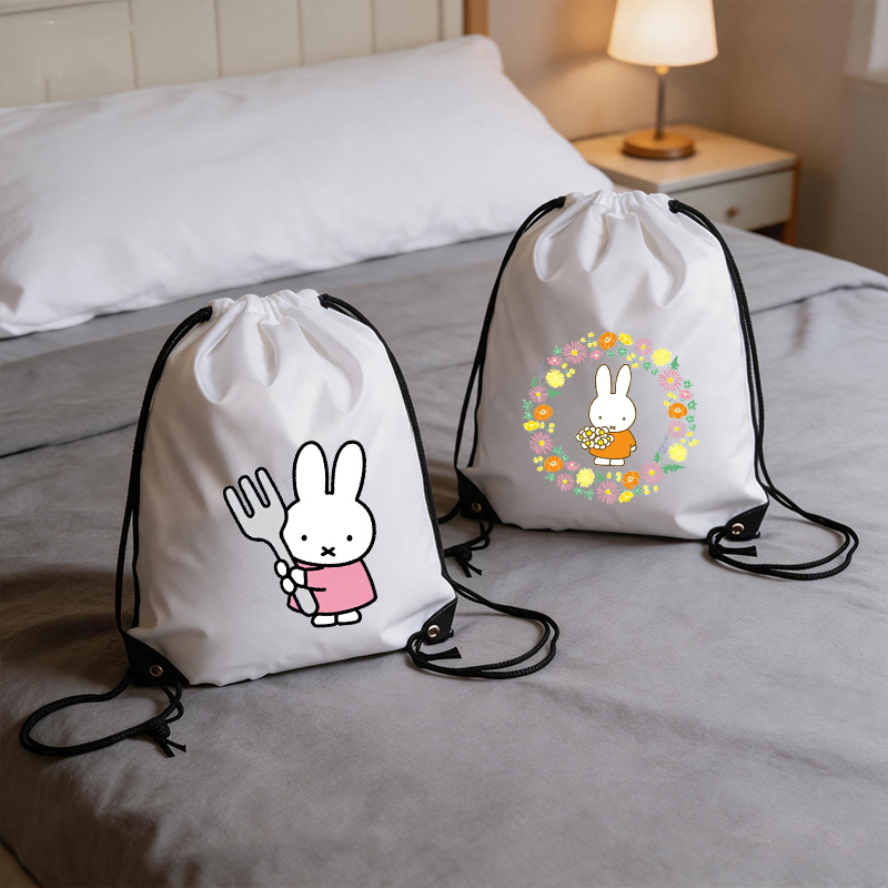 Drawstring Gym Bag - ミッフィー巾着バッグ女性防水ジムスポーツバンドルポケット衣類収納ポーチ防塵家庭用トラベルバンドルポケット