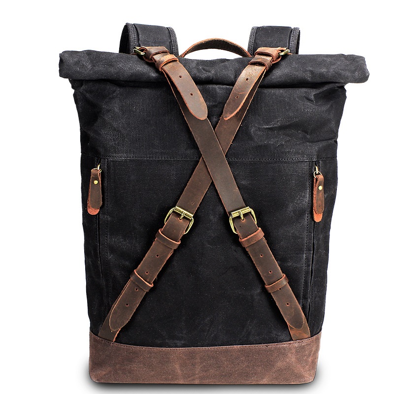 Leather Backpack Vintage - レトロキャンバスレザーバックパック男性防水リュックサック大容量青年機関車オートバイファッションのバックパック通学