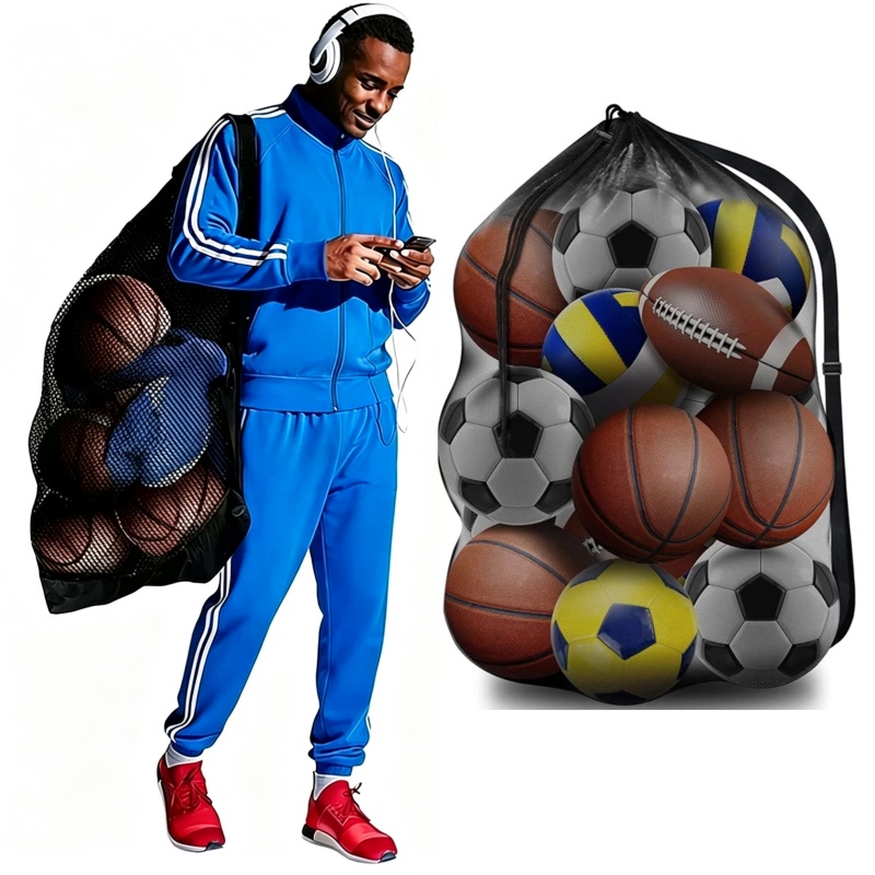 大容量ポータブルチームトレーニングスポーツバッグ巾着メッシュ - Drawstring Gym Bag のレビューと価格