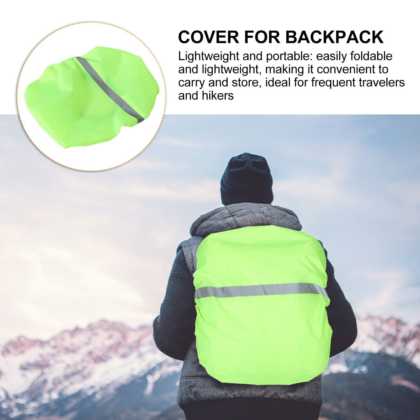 高視認性バックパックレインカバーライトグリーン反射ストリップ - Rain Cover Backpack のレビューと価格