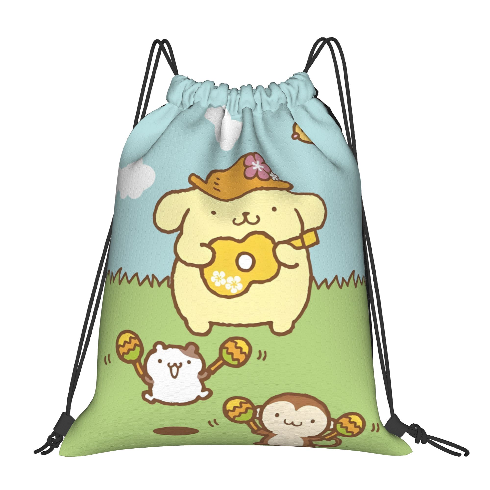 カスタム P-ポムポムプリン巾着バックパックバッグ男性女性軽 - Drawstring Gym Bag のレビューと価格
