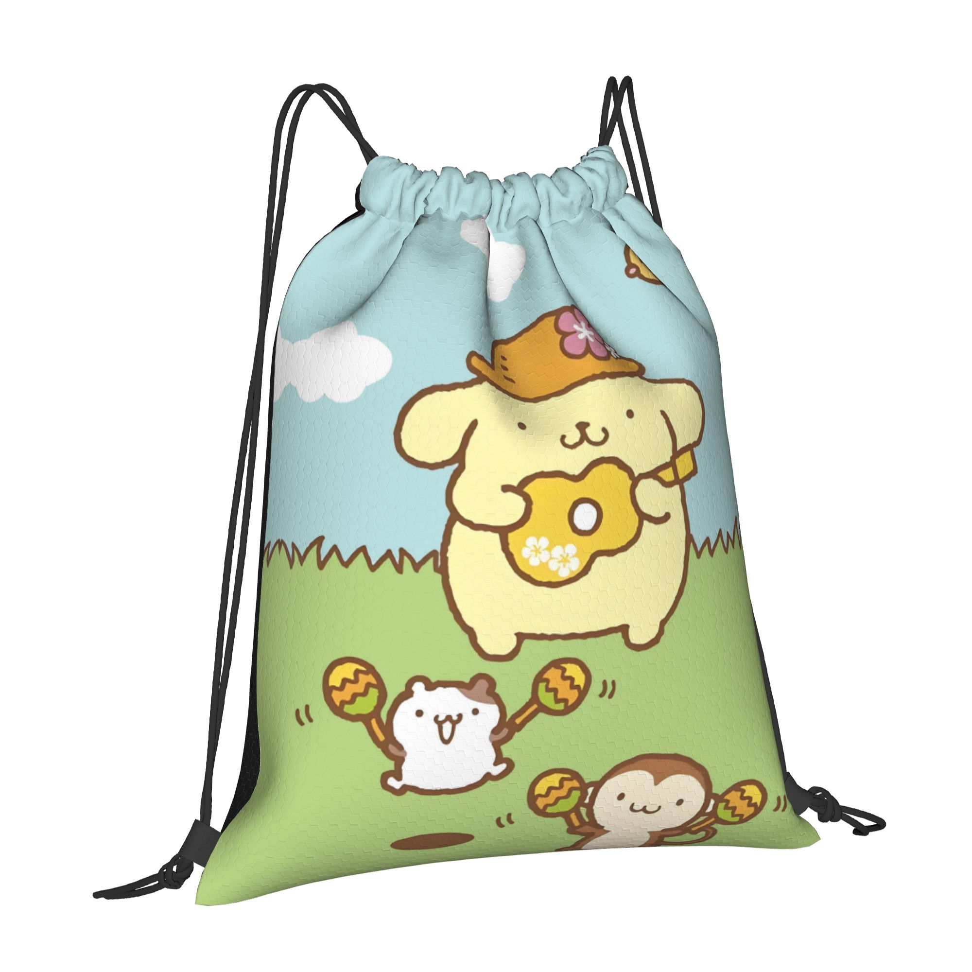 カスタム P-ポムポムプリン巾着バックパックバッグ男性女性軽 - Drawstring Gym Bag のレビューと価格