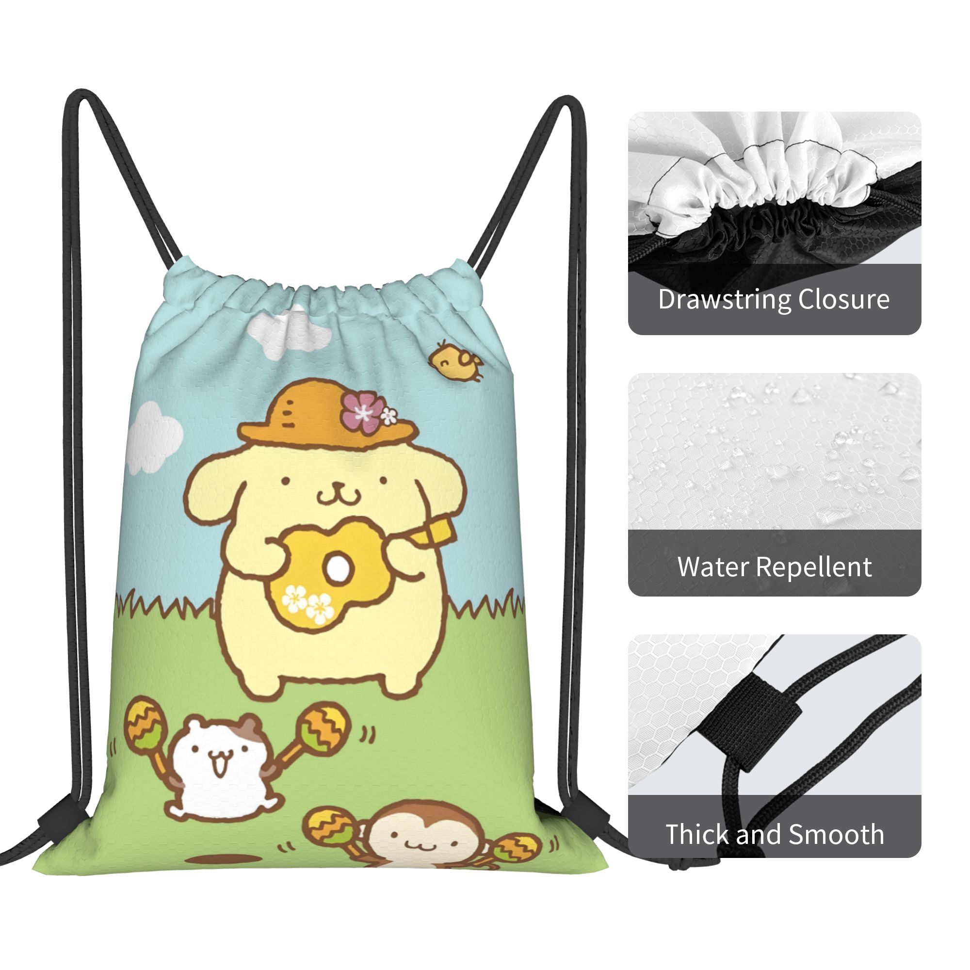 カスタム P-ポムポムプリン巾着バックパックバッグ男性女性軽 - Drawstring Gym Bag のレビューと価格