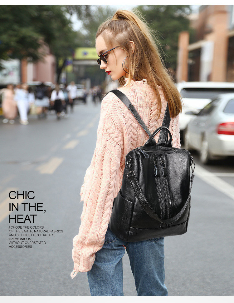 女性ソフトレザーバックパックスクールブラックカジュアル多機能 - Canvas Backpack Casual のレビューと価格