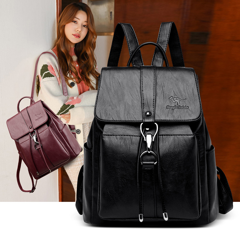 抗盗難バックパック女性のショルダーバッグ有名なブランドレザー - Travel Backpack Anti Theft のレビューと価格