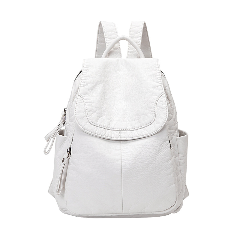 女性のための白いウォッシュレザーバックパック、ティーンエイジ - Fashion Backpack Women のレビューと価格
