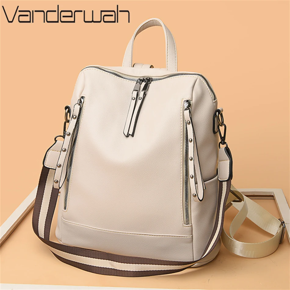 デラックスブランドのソフトレザーバックパック,防水,プレッピ - School Backpack Teen のレビューと価格