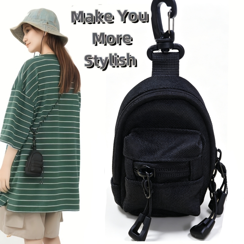 男性用カラビナバックパックキーホルダーポーチナイロンミニ財布 - Mini Backpack Purse のレビューと価格