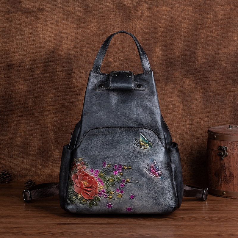 Johnature 本革エンボスショルダーバッグ女性バックパ - Leather Backpack Vintage のレビューと価格