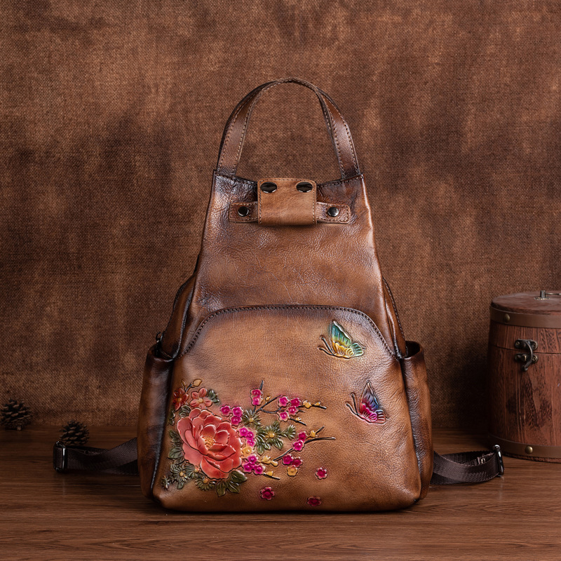 Johnature 本革エンボスショルダーバッグ女性バックパ - Leather Backpack Vintage のレビューと価格