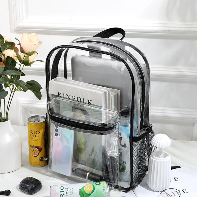 トラベルビジュアルバックパック大容量防水ショルダーバッグ透明 - Canvas Backpack Casual のレビューと価格