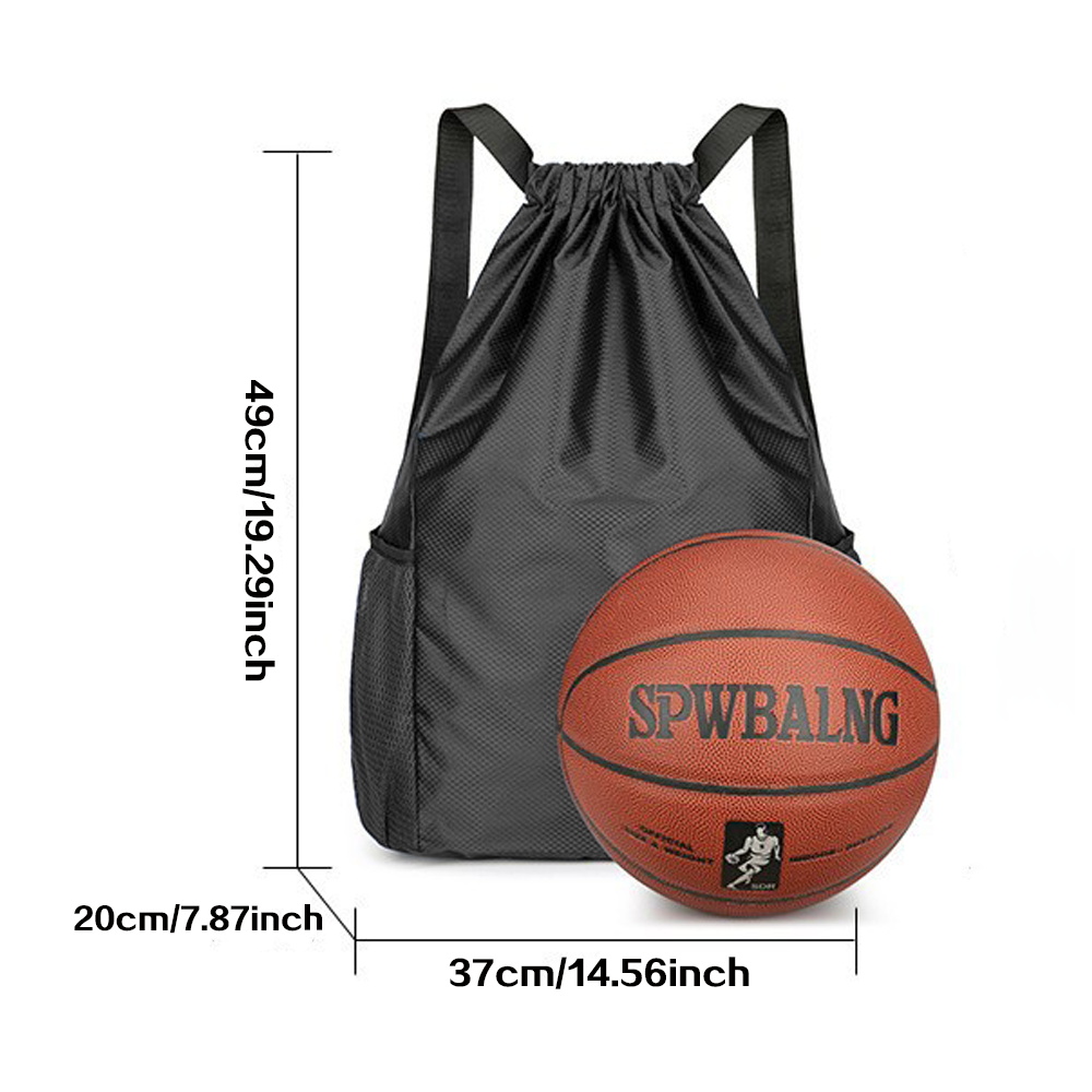 黒の巾着バッグ、ジム用バックパック、防水オックスフォード生地 - Drawstring Gym Bag のレビューと価格