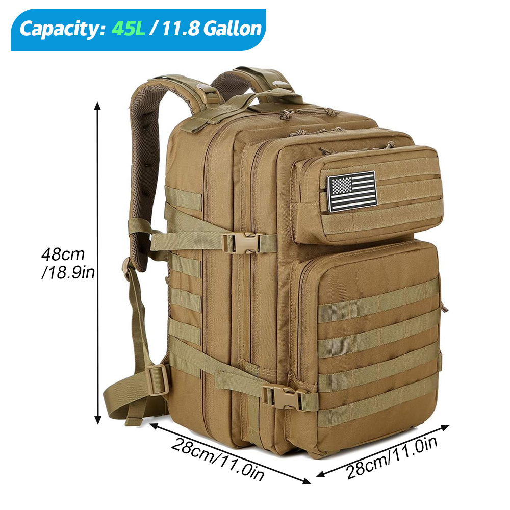 45L タクティカルバックパック男性用ハイランドアサルトラー - Urban Backpack Tactical のレビューと価格