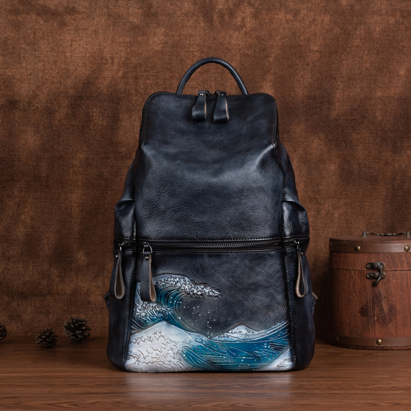 女性のための本革のバックパック,大容量,アウトドア旅行,冬, - Leather Backpack Vintage のレビューと価格
