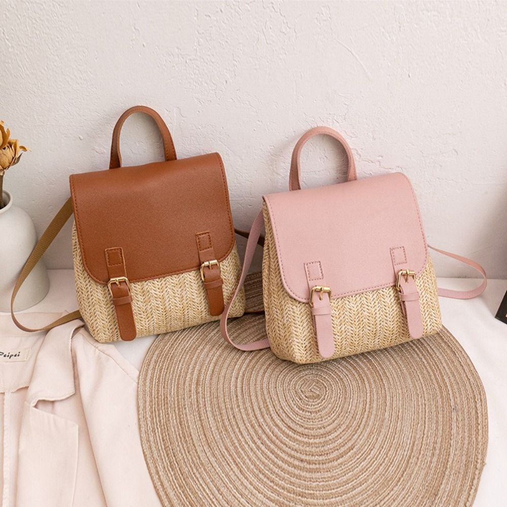 ファッションPUレザーストローバックパックレトロデザインヴィ - Leather Backpack Vintage のレビューと価格