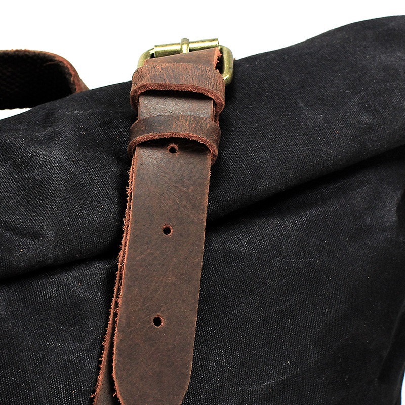 レトロキャンバスレザーバックパック男性防水リュックサック大容 - Leather Backpack Vintage のレビューと価格